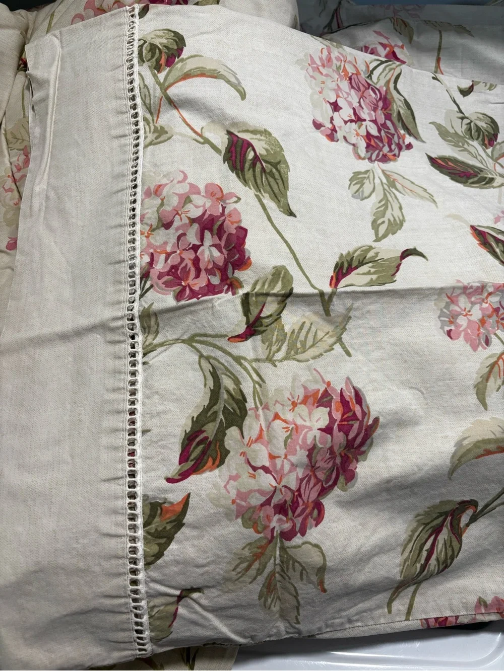 Vintage Laura Ashley Pink Hydrangea Twin Sheet Set